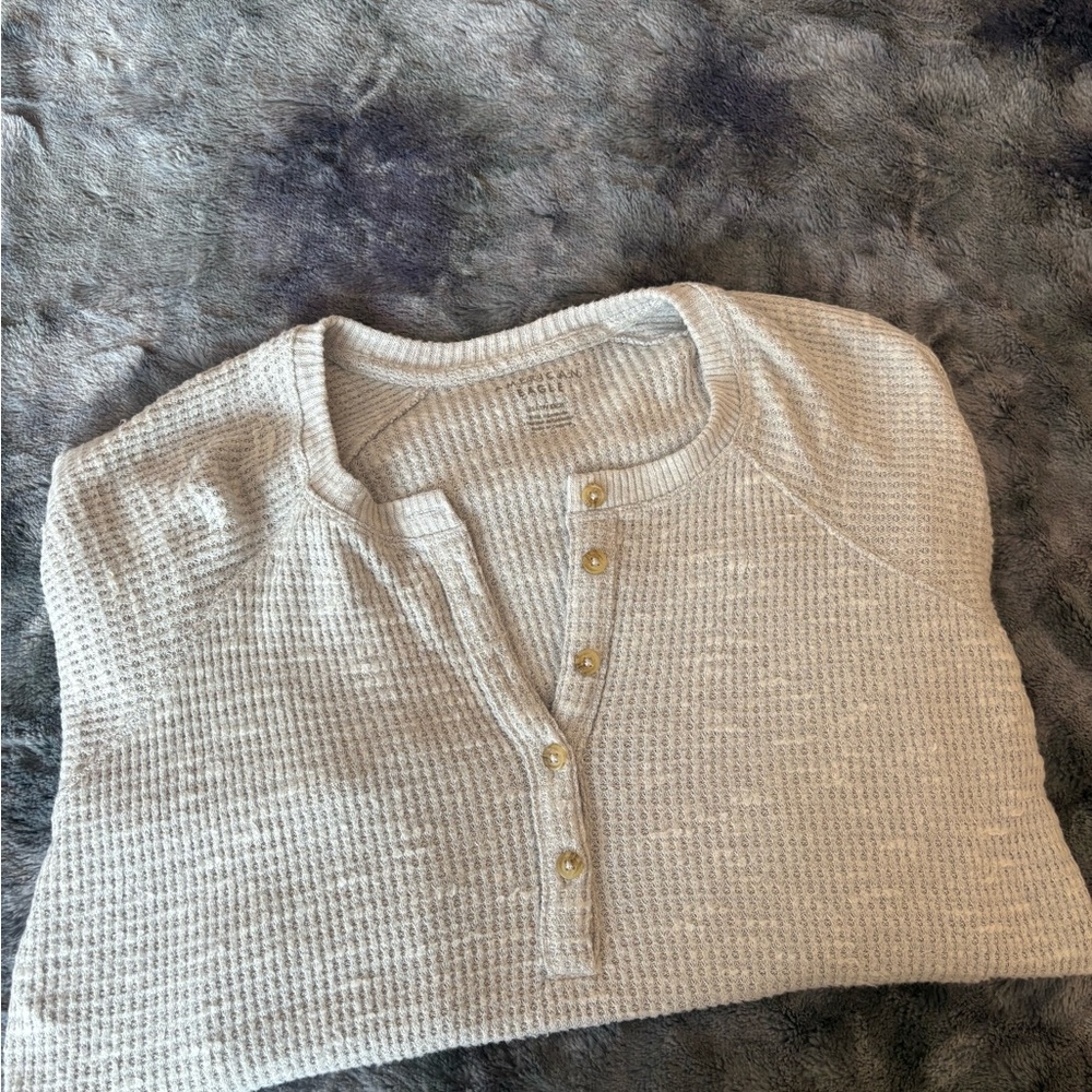 Women's Cream Henley Sweater